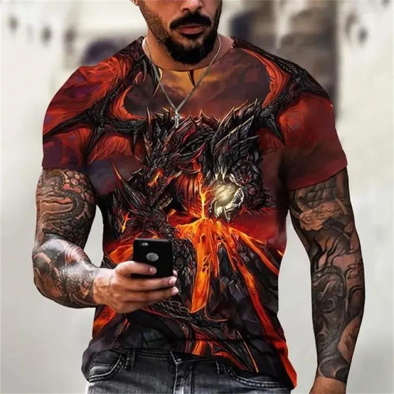 

Забавная футболка с 3D принтом дракона для мужчин, летняя горячая распродажа, с коротким рукавом, хип-хоп тренд, винтажные футболки в стиле Харадзюку, повседневные свободные топы с круглым вырезом
