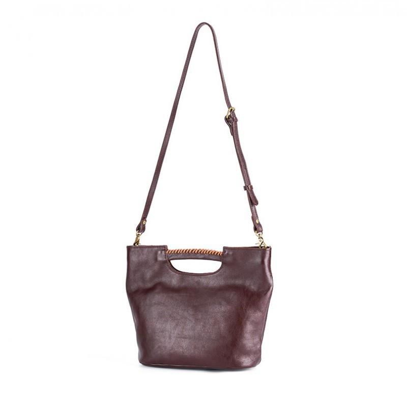 Fashionable Retro Style Genuine Leather Bucket Bag Women Full Tree Cream Vegetable Tanned Cowhide Handbag Crossbody