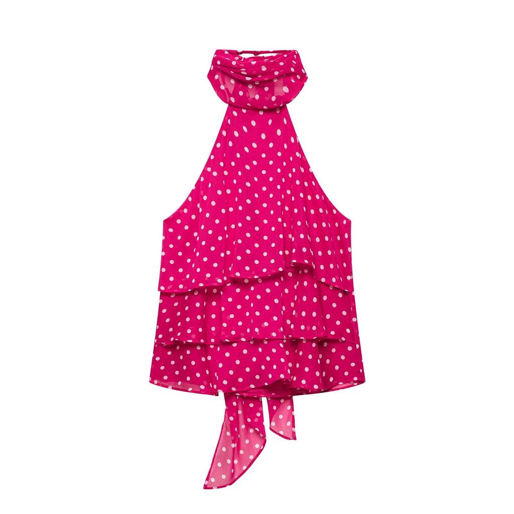 European and American Style, New Women's Clothing, Versatile Polka Dot Laminated Decorative Neck Collar Top 1165/116