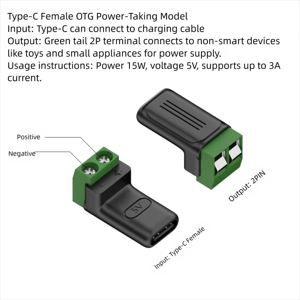 1-10Pcs Solderless Plug 2Pin Type-C Adapter Quick Connection Head Male Female Micro USB C 5V To 2 Pin No Solder Terminal Adapter