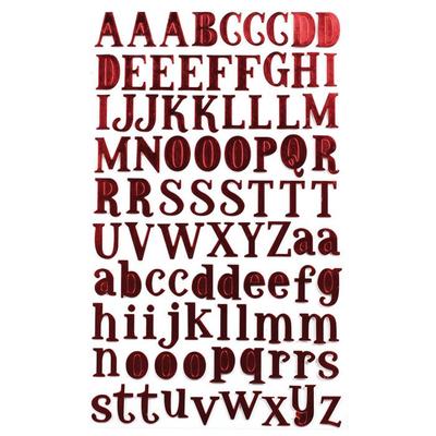 MégaCréa DIY - Red Textile Alphabet Stickers 2 Cm 88 Pieces