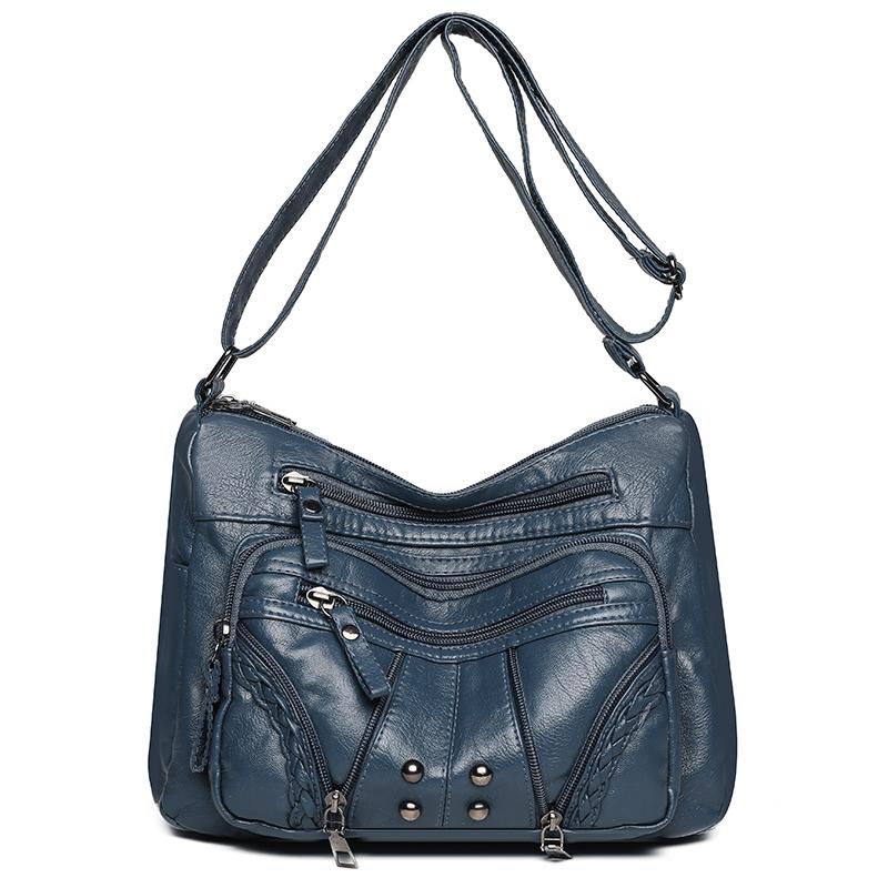 Women's Bag Soft Leather Multi-layer Shoulder Crossbody Bag Mother Bag