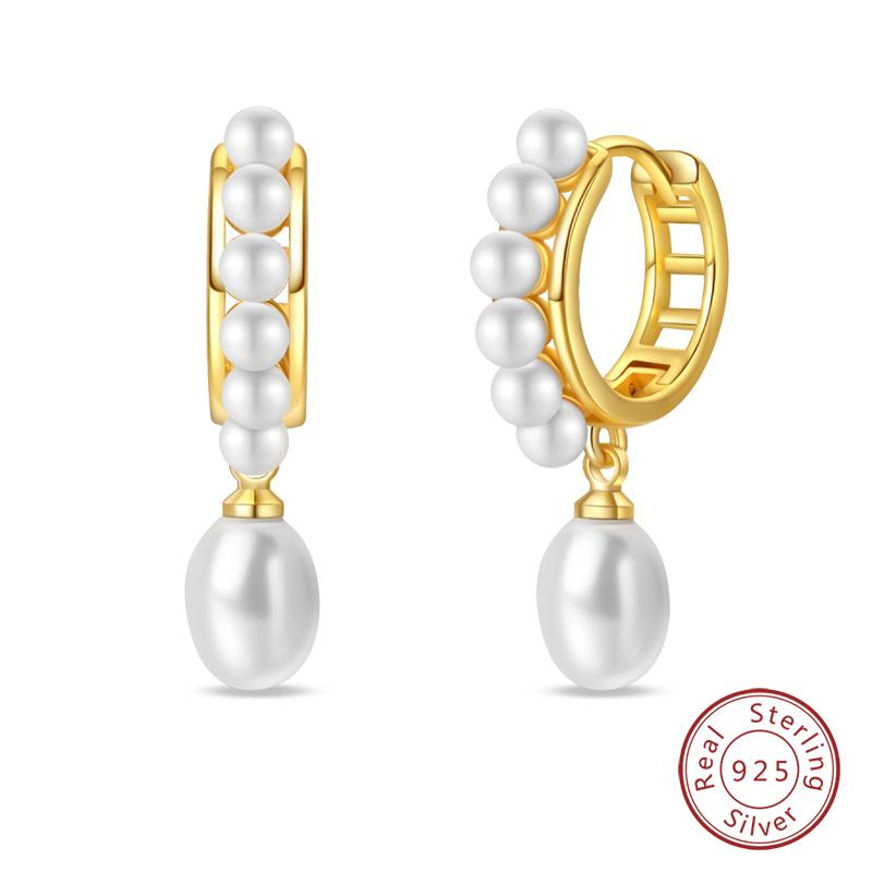 Luxus Goldene Muschel Seestern Perlen Ohrstecker 925 Silber Schmetterling Herzförmige Anhänger Perlenohrringe Für Frauen Party Schmuck