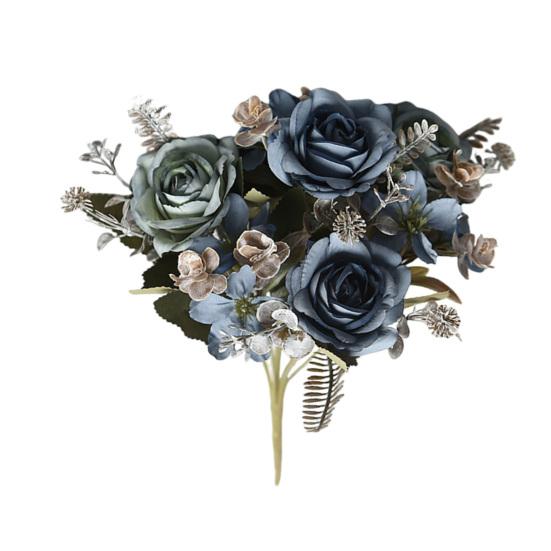Faux Fern Leaves Artificial Rose Flowers Bouquet for Wedding Bridal, Fake Light Luxury Floral Arrangement Home Decoration And Photography Props,