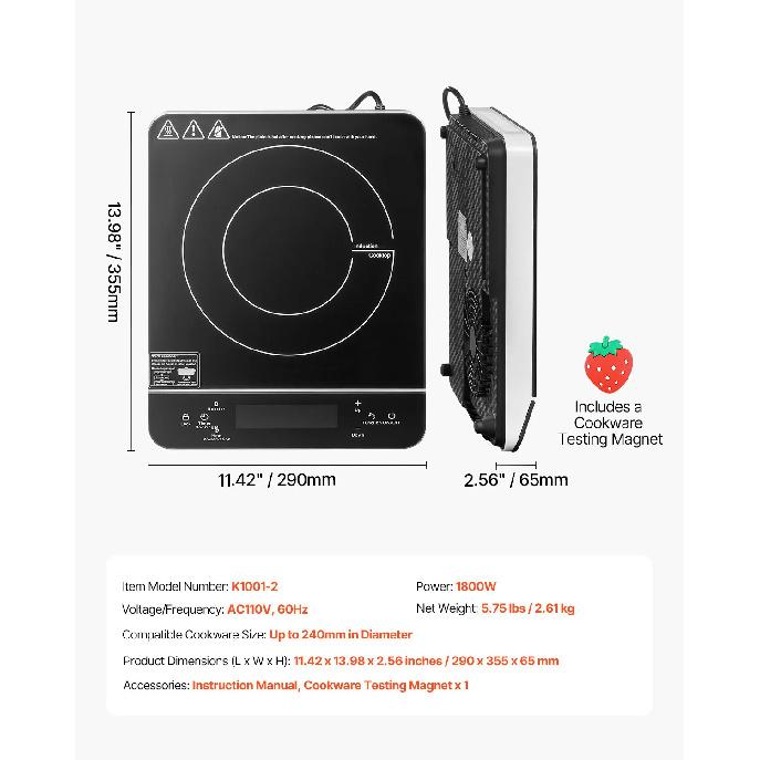 SucceBuy Portable Induction Cooktop Electric Induction Burner with 9 Temperature Settings, Countertop Induction Hot Plate