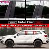 8Pcs Glossy Black/Carbon Fiber Car Window Door Center B C Pillar Post Cover Trim Sticker For Ford Everest Wildtrak 2015-