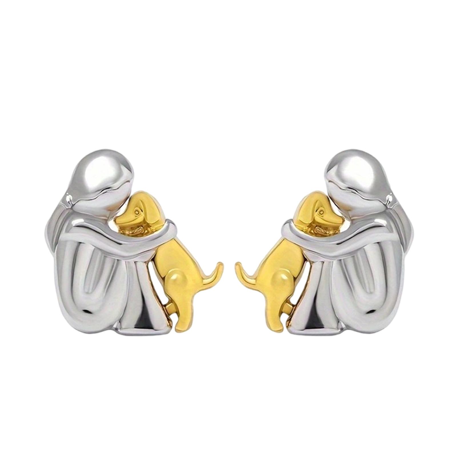 

Кулон-ожерелье/серьги «Девушка обнимает собаку» ручной работы, украшение-символ дружбы, стильный аксессуар с животным для любителей питомцев E