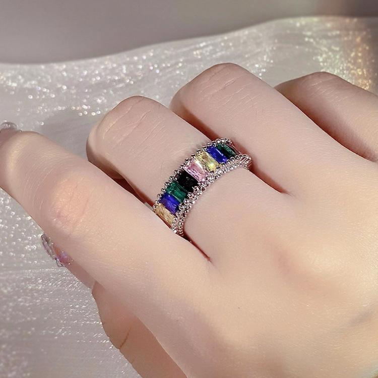 The Minority Spells The Color Rainbow To Flash The Diamond Ring Female Opening To Be Adjustable