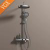 VGX Gold Shower System Set Bathroom Shower Faucet Set 3-way Rainfall Shower Set Shower Mixer Crane with Hand Shower Set Grey