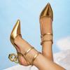 Women's High Heels Gold Lace-up Buckle Sandals Special-shaped High Heels Fashion Simple Party Casual High Heels Women's Shoes