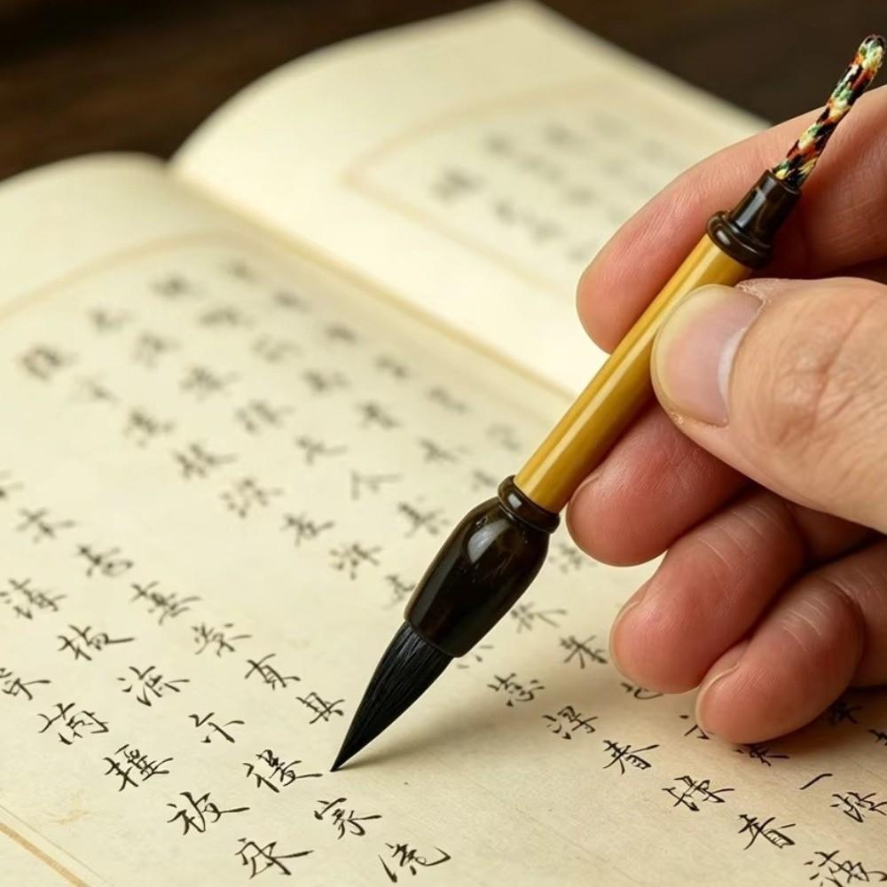 Bamboo Handle Pocket Size Writing Brush Portable Traditional Ink Writing Brush Daily Practice