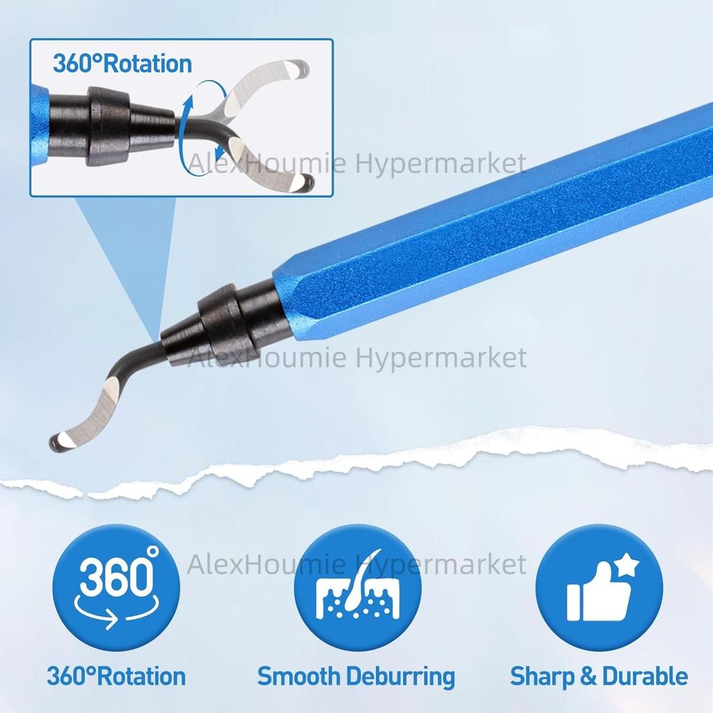 Deburring Tool Set with 15 High Speed Steel Swivel Blades Burr Removal Reamer Tool for Metal Resin Copper Plastic PVC 3D Print
