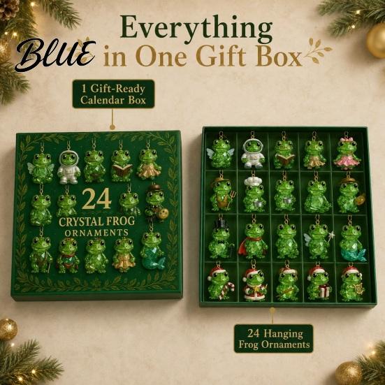 Frog Advent Calendar Holiday Hanging Box with Day Countdown Calendar 24 Acrylic Ornament Decorations Pendants