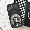 Coole Schwarze Graffiti Handyhülle Hartleder Für iPhone 16 15 14 13 12 Mini 11 14 Pro Max Xs X Xr 7 8 Plus Fundas