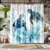 1 X Ocean Shower Curtain - Sea Life Bathroom Decor With Sea Turtle, Machine Washable, Polyester Fabric, For Bathroom