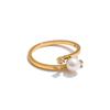 Yhpup 6789# Natural Pearl Chic Fashion Finger Ring 2025 Zirconia 18K Gold Color PVD Plated Stainless Steel Premium Jewelry Gift