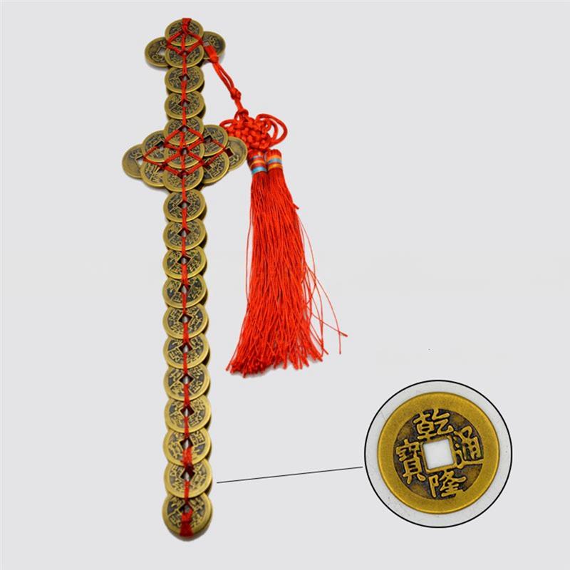 M-Modern-Home Furnishing Decorations China Coin Mascot Feng Shui Brass Coin Ornaments 28Cm For Protection Copper