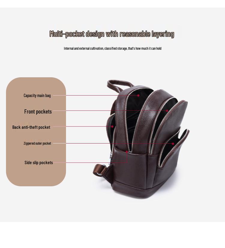 2022 Retro Weiches Leder Doppelschultertasche: Trendiger, Vielseitiger, Diebstahlsicherer Rucksack für Männer und Frauen