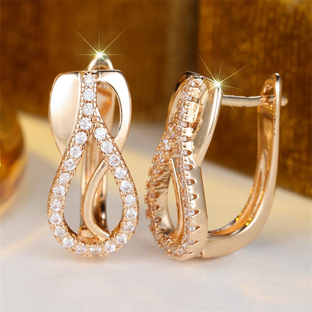 Cute Hollow Water Drop White Zircon Tears Hoop Earrings For Women Trendy Gold Color Ear Buckle Wedding Jewelry Mother's Day Gift