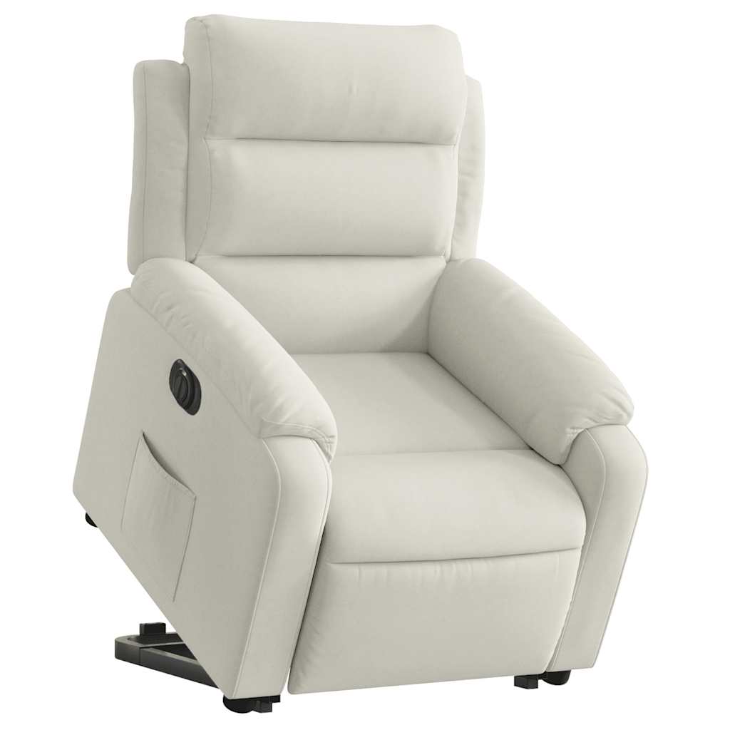 Electric Recliner Chair with Rising Function Cream Velvet