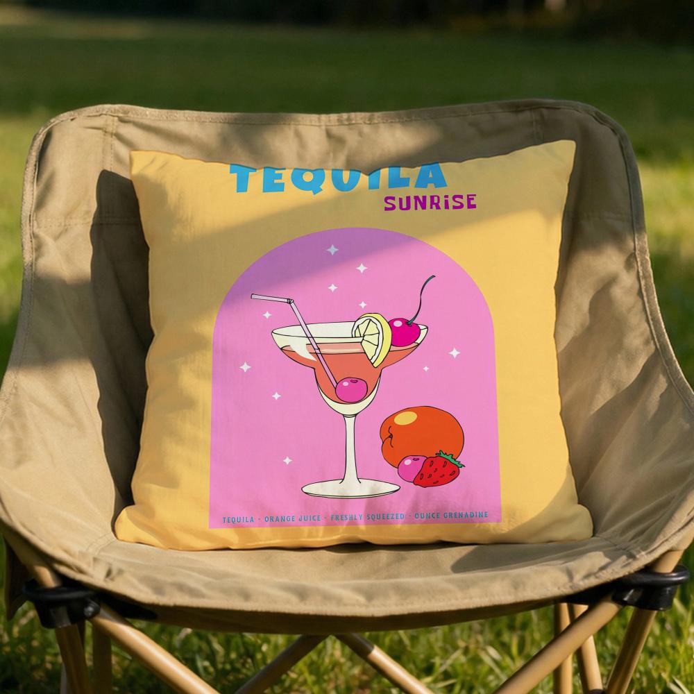 Tequila Sunrise Cocktail Cushion Cover Soft Reversible & Durable Pillow Cover – Multi-Scene Use For Home & Car Daily Comfort