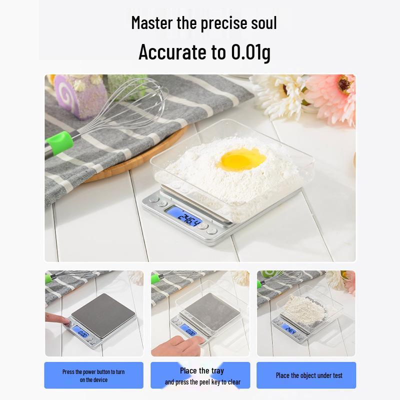 I2000 Wiederaufladbare Edelstahl Küchen- und Schmuckwaage - Tragbare Gramm-Taschenwaage zum Backen