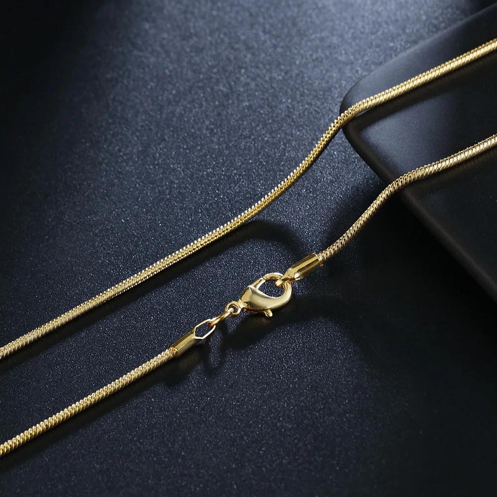 New 925 Sterling Silver 1mm Snake Chain 18k Gold Color Necklaces 16-30 Inches Women Men Jewelry