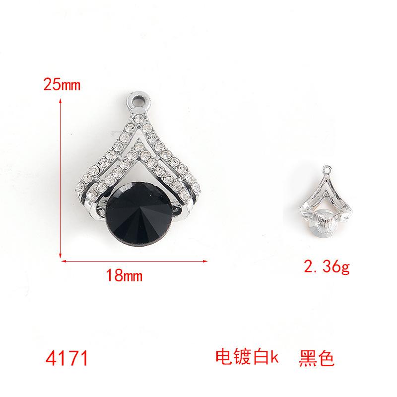 Color Transparent Rhinestone Diy Alloy Jewelry Accessories Diamond-Set Heart Bracelet Necklace Pendant Love Pendant