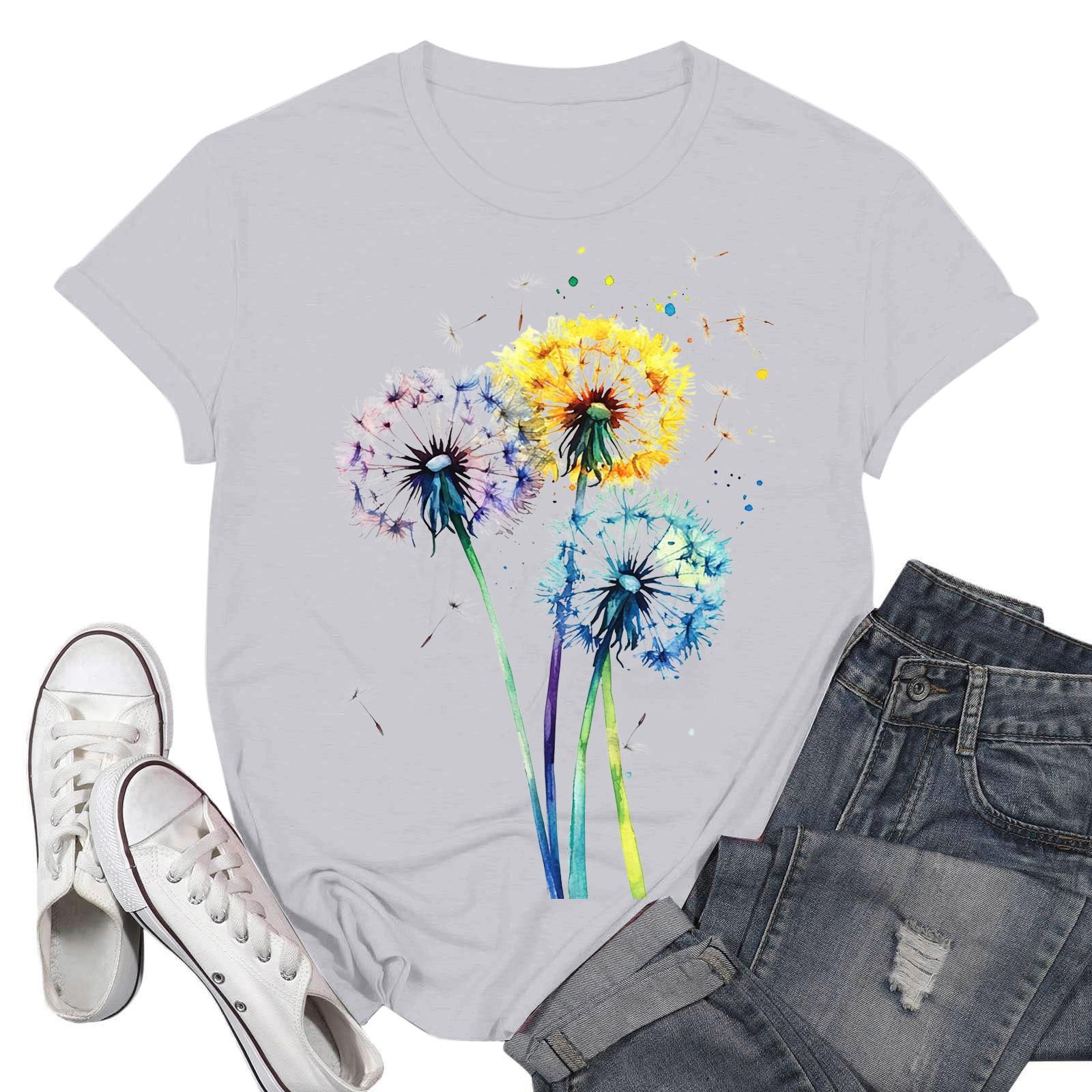 

Жіночі модні повсякденні пуловери з принтом і круглим вирізом з короткими рукавами XL білий