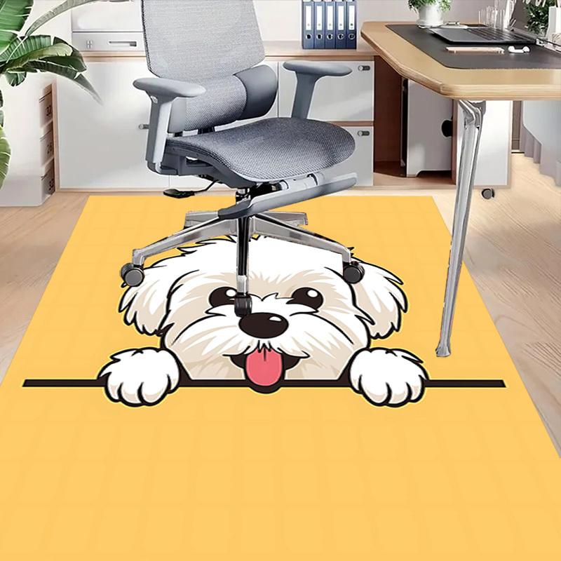 1PC Dog White Non-Slip Floor Carpet Compatible for Office&Living Room&Bedroom&Dining room - Flat-Weave Machine-W243