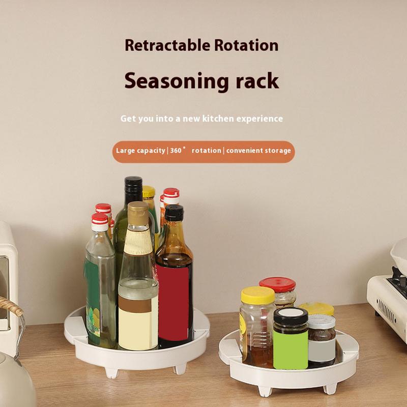 Kitchen Turntable Organizer Seasoning Turntable Organizer 360 Degree Rotation Pantry And Fridge Storage Stand Space-Saving For