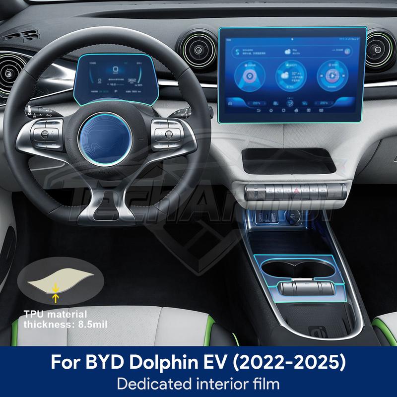 Car Interior TPU Protector Anti-scratch Film For BYD Dolphin EV 22-25 Auto Protective Transparent Anti-tear Stickers Accessories.