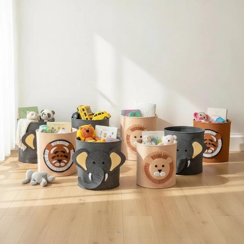 Cartoon Filz Aufbewahrungskorb Große Kapazität Faltbarer Wäschekorb Für Kinder Spielzeug Schmutzige Kleidung Schlafzimmer Badezimmer Organizer