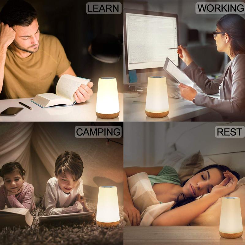 Xiaomi Lámpara de mesa, lámpara de noche para dormitorio, luz nocturna táctil con 13 colores cambiantes, RGB, control remoto, regulable, recargable por USB, luz de habitación portátil