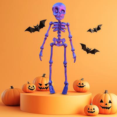 3D Printed Mini Human Skeleton Fridge Magnets with Movable Joints Full Body Skull Skeleton Fridge Magnets Halloween Decorations