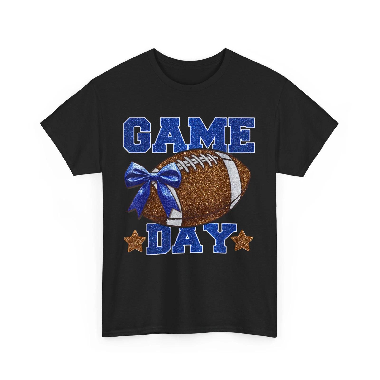 Game Day Football Season Football Mama Girl Blue Gold Vibes T shirt 4XL