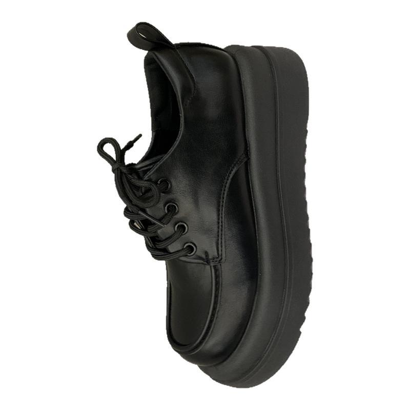 Thick-soled small leather shoes women's British style year spring and autumn new lace-up muffin bottom loafers big head shoes single shoes