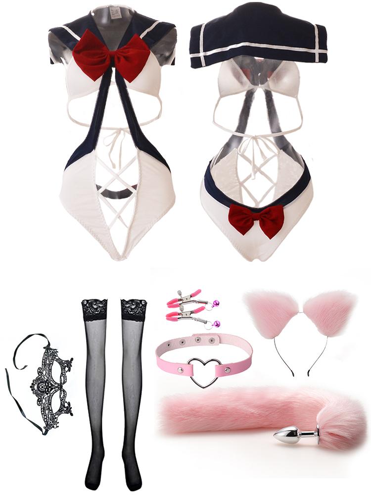 Sexy Lingerie SchoolGirl Babydoll Role Costume Women Erotic Cosplay Student Uniform Maid Mini JK Skirt Tube Dress Sensual Outfit