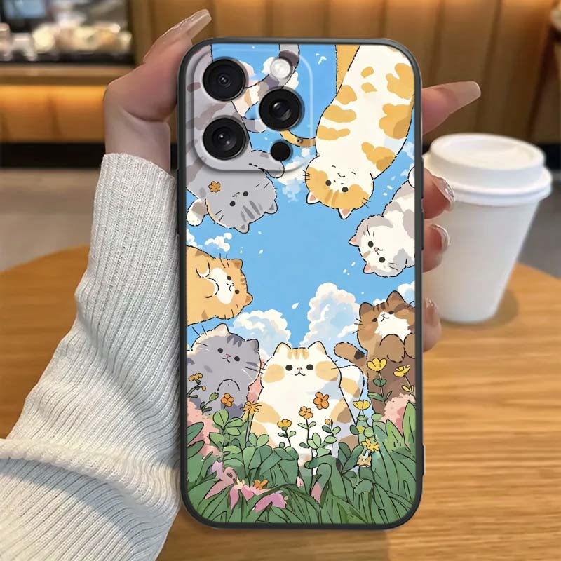 Cartoon Anime Capibala Art Phone Case For Apple iPhone 17 16 16E 15 14 13 12 11 Pro Max Plus Black Soft Silicone