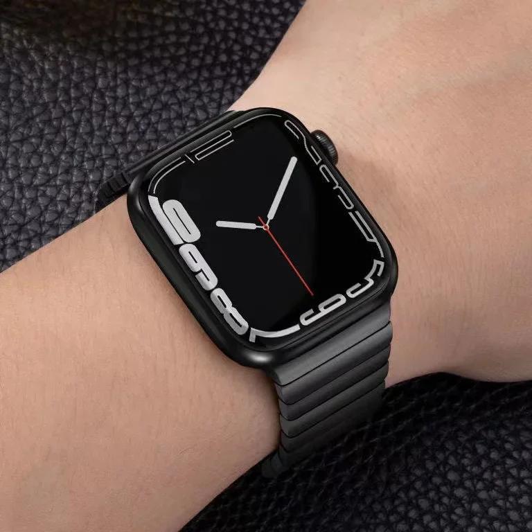 Metal Link Bracelet For Apple Watch Band 45mm 44mm 42mm 46mm 41mm 40mm 49mm Stainless Steel Wristband iWatch 10 9 8 7 6 5 4 Belt