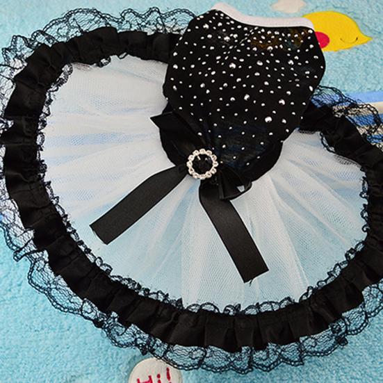 Glitter Lace Bowknot Bubble Skirt Pet Dress Clothes Puppy Costume Photo Shooting Prop