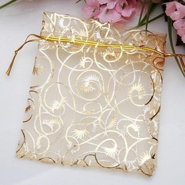 100 Sacchetti In Organza Verde Con Cordino - 7x19 Cm, Trasparenti E Resistenti, Per Bomboniere, Regali, Confetti E Piccoli Oggetti