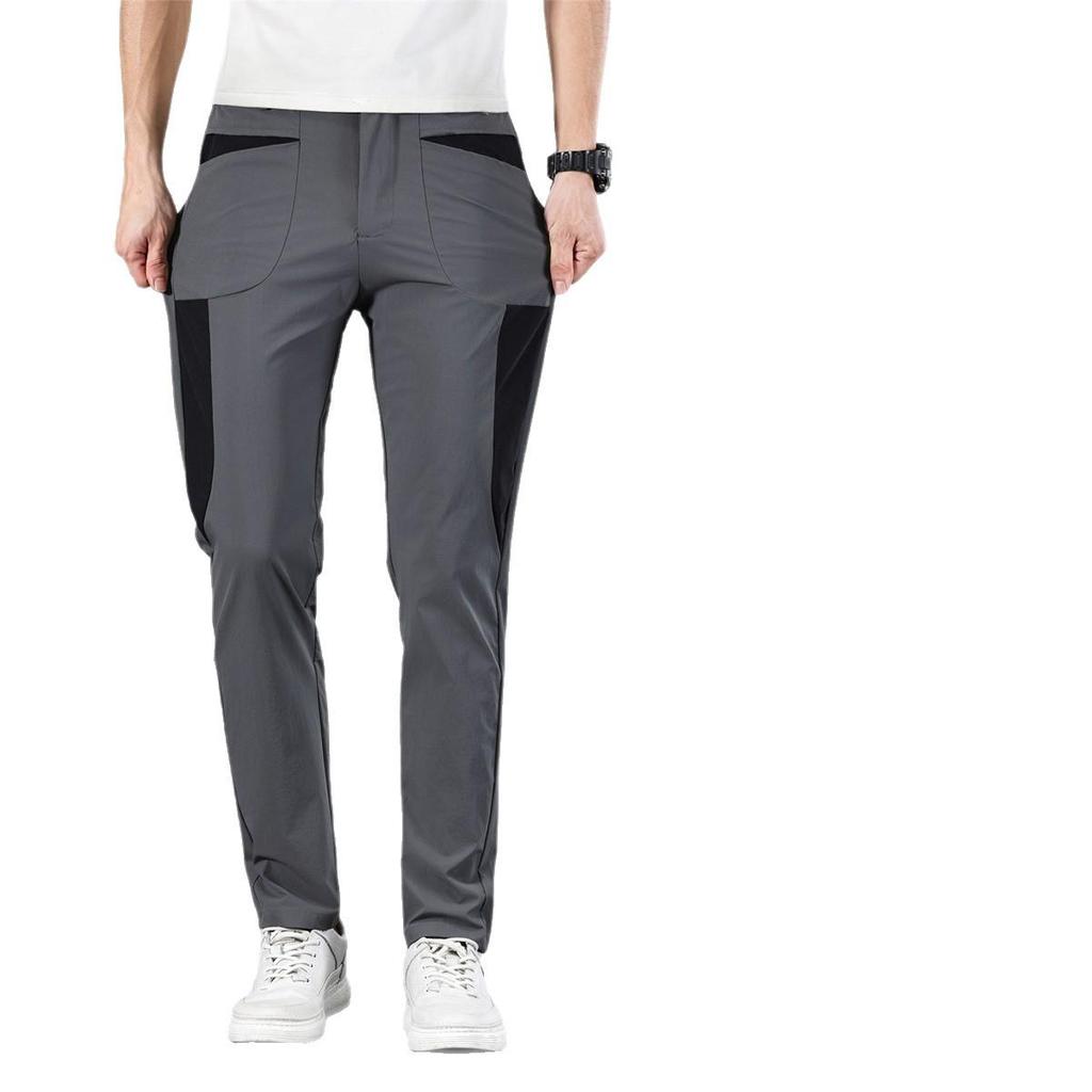 Men's Breathable Ice Silk Elastic Straight Leg Quick-Dry Casual Pants – Trendy and Comfortable for Summer