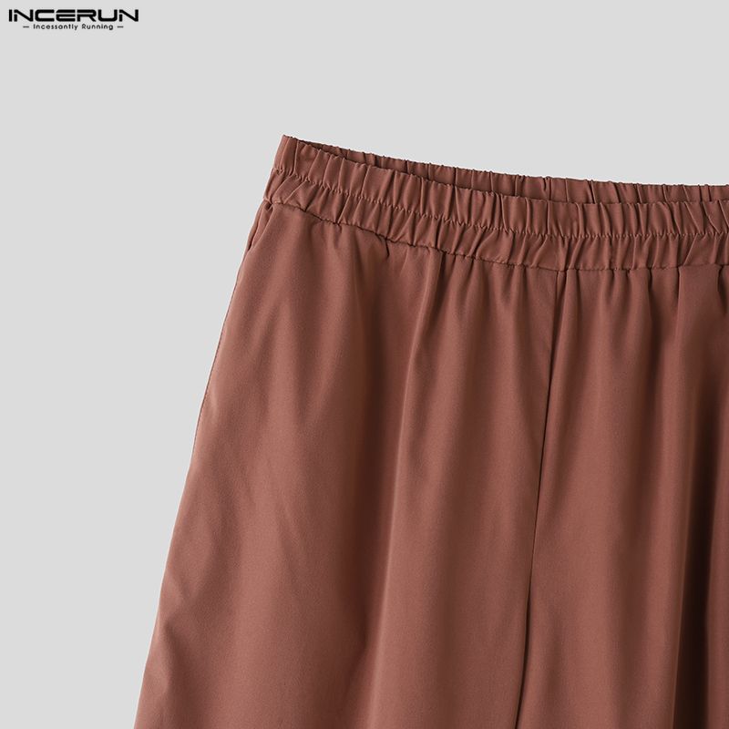 INCERUN Men Sleeveless Buttons Irregular Tops and Long Loose Pants Outfits Sets