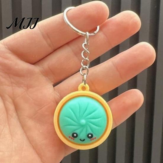 Bag Accessory Keyring 3Pcs Mini Dumpling Keychain Pendant, Soft Food Charm Cartoon Pastel Color Snack Accessories for Bags Car Keys School Gym