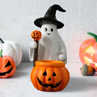2025 Halloween Resin Ghost Pumpkin Figurine Cowboy Ghost Balloon Statue for Home Office Party Halloween Decoration Gifts