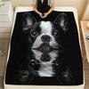 Coperta in Flanella con Fantasia Boston Terrier Nero, Alta qualità Confortevole per Tutte le Stagioni, Arredamento per la Casa, Calore e Comfort, Perfetta per Regali.