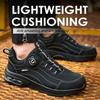 Men's Safety Work Boots Steel Toe Puncture Resistant Kevlar Midsole Air Cushion Black Button Style Industrial Construction Shoes