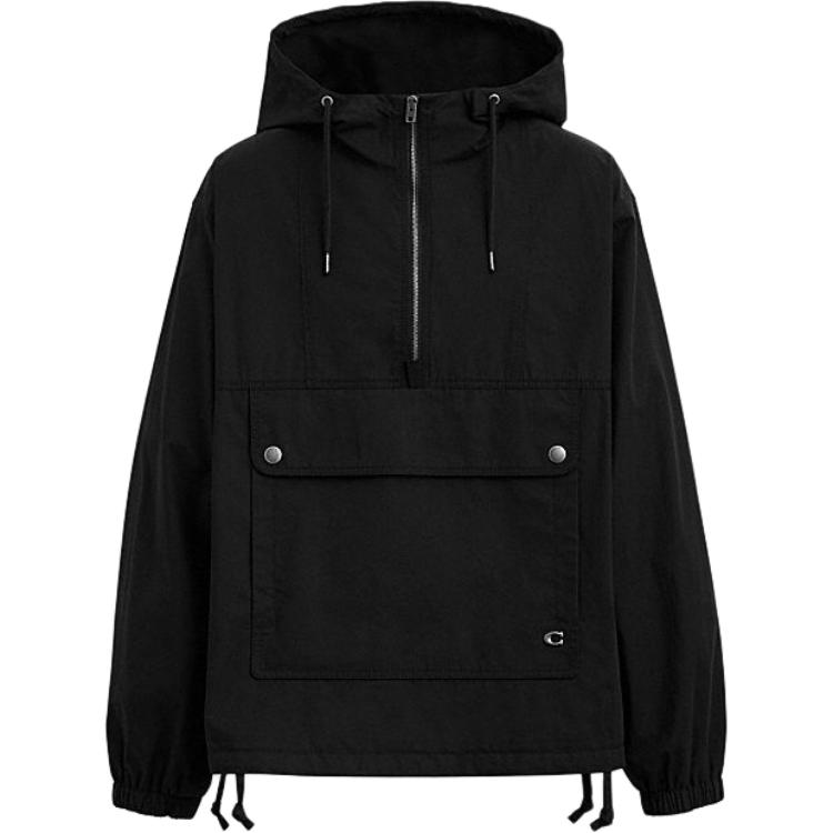 

Coach Solid Color Hooded Half-Zip Long Sleeve Jacket Men Jackets Black CS123-BLK XL