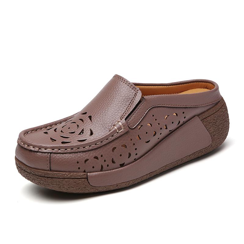 

Женские уличные полушлепанцы Женские шлепанцы на танкетке с вырезами Винтажные противоскользящие женские туфли на платформе Ретро Женская повседневная обувь 40 песочный